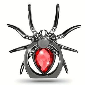 Ruby Red Crystal 360 Rotating Spider Cell Phone Ring Stand Holder
